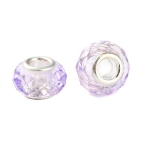 Isoreikäinen helmi viistehiottua lasia kirkas/vaalea violetti 14x8 mm