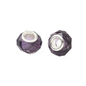 Isoreikäinen helmi viistehiottua lasia kirkas/tanzaniitti 13x8 mm