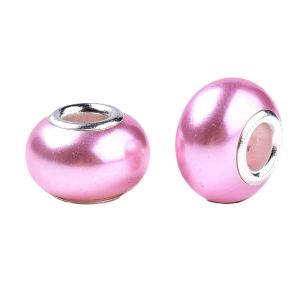 Isoreikäinen helmi helmiäisresiini vaalea pinkki 14x9 mm