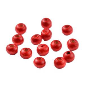 Puuhelmi pyöreähkö n. 5x6 mm maalattu punainen 10g