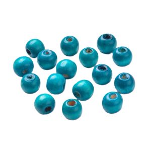 Puuhelmi pyöreähkö n. 10x9 mm maalattu turkoosi n. 10g