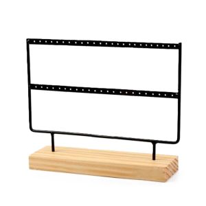 Korustandi 2 kerrosta korvakoruille/ rannekoruille, musta metalli/puu 21,5x29x7 cm