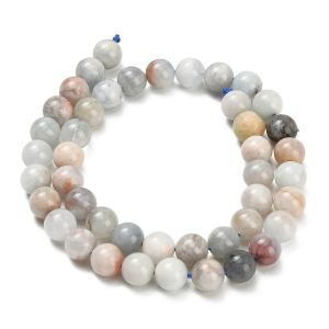 Tukkuerä kivihelmi pyöreä 8 mm akvamariini n. 38 cm nauha