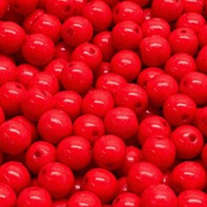 Pyöreä lasihelmi Tsekki opaakki pintaväri joulunpunainen 6 mm 30 kpl