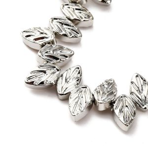 Lehti "pyökki" 7x11,5 mm metallihohto platinoitu 10 kpl