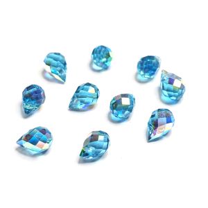 Pisarahelmi särmikäs n. 4x6 mm kirkas turkoosi AB 10 kpl