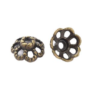 Kalotti antiikkimessingin värinen kukka aaltoreuna 9x4 mm 10 kpl