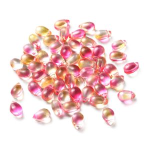 Pisarahelmi litteähkö 9x6x5 mm värikäsitelty pinkki/meripihka 10 kpl