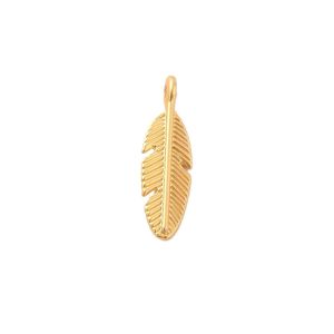 Metallimaskotti pieni sulka matta kullanvärinen 20x5 mm