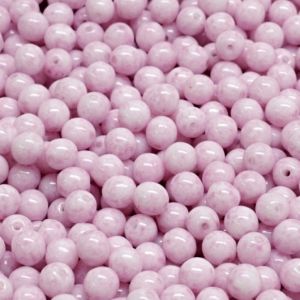 Pyöreä lasihelmi Tsekki opaakki pintaväri vaaleanpunalila 4 mm 30 kpl