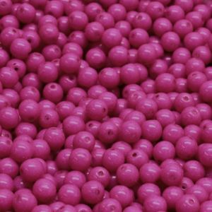 Pyöreä lasihelmi Tsekki opaakki pintaväri fuksianpunainen 4 mm 30 kpl