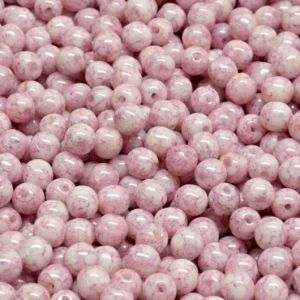 Pyöreä lasihelmi Tsekki opaakki pintaväri vanha roosa 4 mm 30 kpl