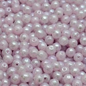 Pyöreä lasihelmi Tsekki opaakki pintaväri lysteri hopearoosa 4 mm 30 kpl
