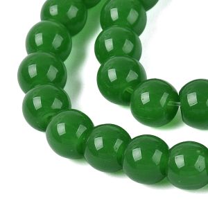 Pyöreä lasihelmi opaali lämmin metsänvihreä 6 mm 25 kpl