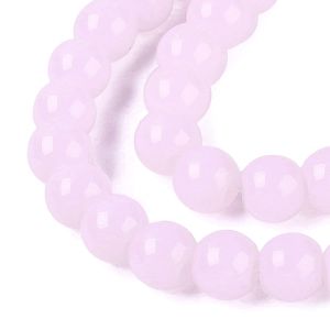Pyöreä lasihelmi opaali kylmä vaaleanpunainen 6 mm 25 kpl