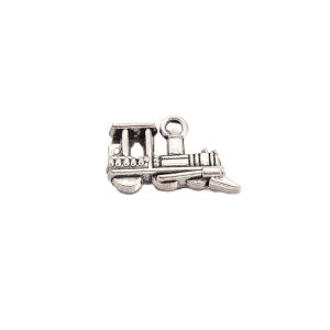 Metallimaskotti 3D veturi 11x18,5 mm antiikkihopeanväri