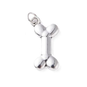 Metallimaskotti koiranluu 23x12 mm antiikkihopeanvärinen