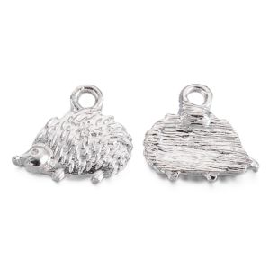 Metallimaskotti pieni siili 12x13 mm antiikkihopeanväri