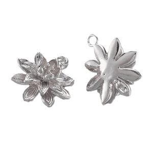 Metallilinkki/maskotti lootuksen kukka 2x1,6 cm platinoitu 1 kpl