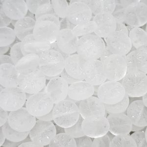Litteä pyöreä lumihiutalekuvioitu lasihelmi 11 mm kirkas AB 5 kpl