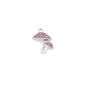 Metallimaskotti sienet platinanvärinen / vaaleanpunaiset strassit 19x13 mm