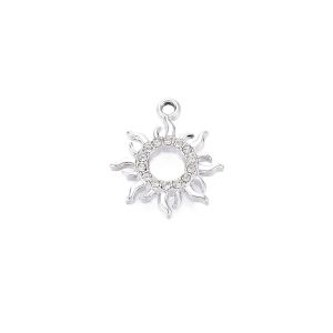 Metallimaskotti aurinko platinanvärinen / kirkkaat strassit 19x16,5 mm