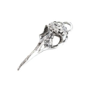 Metallimaskotti/riipus korpin pääkallo antiikkihopeanväri n. 42x12,5 mm