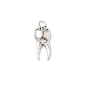 Metallimaskotti hammas 20x8 mm antiikkihopeanväri