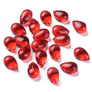 Pisarahelmi litteähkö 9x6x5 mm värikäsitelty kirkas punainen 10 kpl