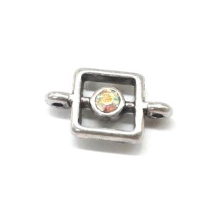 Silmukallinen korulinkki vinoneliö crystal AB /platina 1 kpl