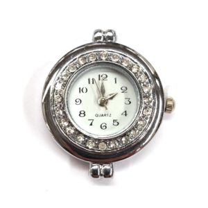 Kellotaulu platinanvärinen kirkkaat kristallit valkoinen sileä 25 x 31,8mm
