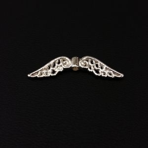 Metallimaskotti iso enkelinsiivet 30x7,5 mm hopeoitu