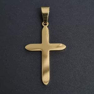 Metalliriipus keskikokoinen risti sileä suippokärkinen 4,2x2,6 cm kullanvärinen 1 kpl
