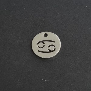Metallimaskotti horoskooppi Rapu 12 mm kiiltävä teräksenvärinen 1 kpl