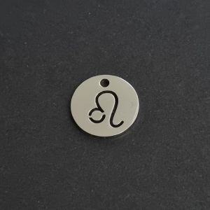 Metallimaskotti horoskooppi Leijona 12 mm kiiltävä teräksenvärinen 1 kpl
