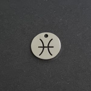 Metallimaskotti horoskooppi Kalat 12 mm kiiltävä teräksenvärinen 1 kpl