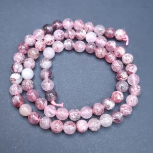 Tukkuerä kivihelmi pyöreä 6 mm mansikkakvartsi n. 38 cm nauha