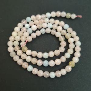 Tukkuerä kivihelmi pyöreä 4 mm morganiitti n. 35 cm nauha