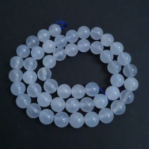 Tukkuerä kivihelmi pyöreä 8 mm sininen kalsedoni n. 38 cm nauha