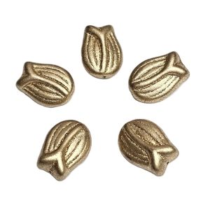 Kukka tulppaani 16x11 mm metallihohto kulta 5 kpl