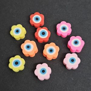 Fimohelmi kukka väriparit/ "evil eye" n. 9-11 mm 10 kpl