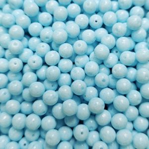 Pyöreä lasihelmi Tsekki opaakki pintaväri vaalea turkoosi 6 mm 30 kpl