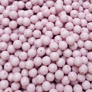 Pyöreä lasihelmi Tsekki opaakki pintaväri vaalea syreeniliila 6 mm 30 kpl