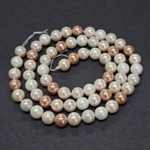 Shell Pearl-helmi pyöreä 6 mm valkoinen valkoinen/ vaalea roosa/ persikka/ aprikoosi nauha