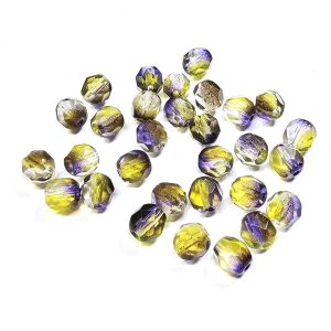 Särmikäs lasihelmi värikäsitelty violetti/ kirkas/ oliivi