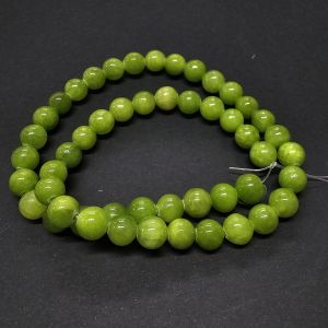 Tukkuerä kivihelmi pyöreä 8 mm keltainen jade kirkas oliivinvihreä (V) n. 39 cm nauha