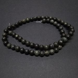 Tukkuerä kivihelmi pyöreä 6 mm tummanvihreä serpentiini n. 40 cm nauha