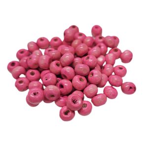 Puuhelmi pyöreähkö n. 5x6 mm maalattu pinkki 10g