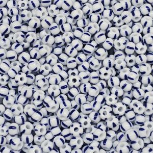 Siemenhelmi 6/0 Tsekki opaakki valkoinen / siniraitainen 10 g