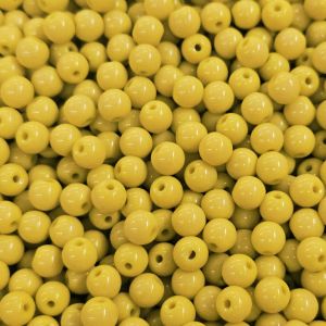 Pyöreähkö lasihelmi opaakki tumma sitruunankeltainen 6 mm 30 kpl